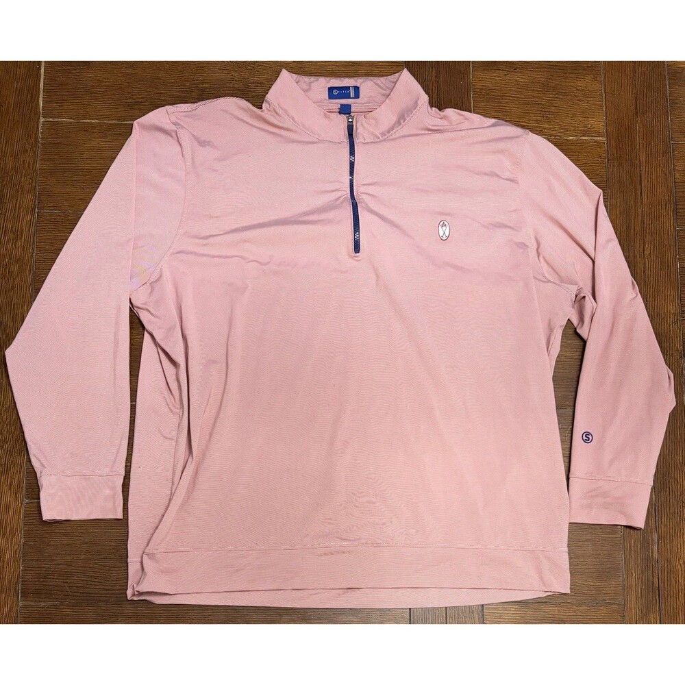 Men’s Stitch Size 2XL Red Striped Golf Performance 1/4 Zip Jacket